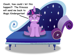 Size: 1024x769 | Tagged: safe, artist:aleximusprime, character:twilight sparkle, comic sans, couch, drama queen, eyes closed, fainting couch, fear, female, floppy ears, gritted teeth, recolor, scared, simple background, sitting, solo, text, the worst possible thing, transparent background