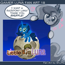 Size: 1280x1280 | Tagged: safe, artist:johnjoseco, artist:shuffle, character:princess luna, ask princess molestia, gamer luna, crossover, cute, gamer luna fan art, little big planet, littlebigplanet, lunabetes