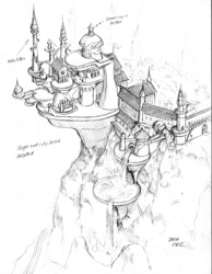 Size: 991x1280 | Tagged: safe, artist:baron engel, canterlot castle, drawing, monochrome, pencil drawing, scenery, sketch, traditional art