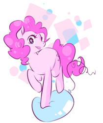 Size: 733x872 | Tagged: safe, artist:glacierclear, character:pinkie pie, species:earth pony, species:pony, abstract background, balloon, female, looking at you, mare, open mouth, solo