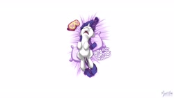 Size: 2560x1440 | Tagged: safe, artist:mysticalpha, character:rarity, species:pony, species:unicorn, bed, dock, female, on back, sleeping, snoring, solo, wallpaper