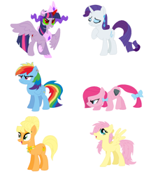 Size: 1164x1350 | Tagged: safe, alternate version, artist:leoncita234, artist:selenaede, character:applejack, character:fluttershy, character:pinkamena diane pie, character:pinkie pie, character:rainbow dash, character:rarity, character:twilight sparkle, character:twilight sparkle (alicorn), species:alicorn, species:earth pony, species:pegasus, species:pony, species:unicorn, alternate cutie mark, alternate design, alternate hairstyle, alternate timeline, alternate universe, bases used, bow, clothing, colored horn, curved horn, dark magic, dark queen, dark twilight, dark twilight sparkle, darklight, darklight sparkle, ear piercing, earring, female, hair bow, horn, jewelry, magic, mane six, mare, messy hair, necklace, orangejack, piercing, queen twilight, regalia, sextet, shoes, sombra empire, sombra eyes, sombra horn, tiara