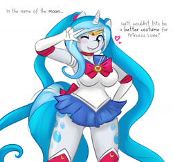 Size: 1280x1202 | Tagged: safe, artist:askbubblelee, oc, oc only, oc:bubble lee, oc:imago, species:anthro, clothing, costume, sailor moon, solo, tumblr