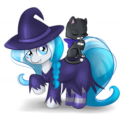 Size: 1280x1202 | Tagged: safe, artist:askbubblelee, oc, oc only, oc:bubble lee, oc:imago, cat, clothing, costume, cute, nightmare night, socks, solo, striped socks, tumblr, weapons-grade cute, witch