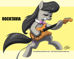 Size: 1800x1440 | Tagged: safe, artist:johnjoseco, character:octavia melody, species:earth pony, species:pony, female, guitar, mare, playing instrument, rocktavia, solo