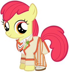 Size: 873x915 | Tagged: safe, artist:cloudyglow, character:apple bloom, doctor who, fifth doctor, michelle creber, peter davison, simple background