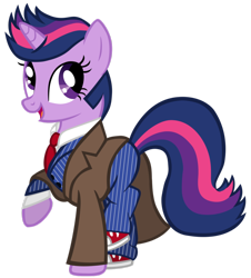Size: 850x940 | Tagged: safe, artist:cloudyglow, character:twilight sparkle, alternate costumes, david tennant, doctor who, simple background, tenth doctor