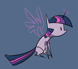 Size: 700x621 | Tagged: safe, artist:egophiliac, character:twilight sparkle, species:pony, artificial wings, augmented, female, magic, magic wings, mare, robot, wings