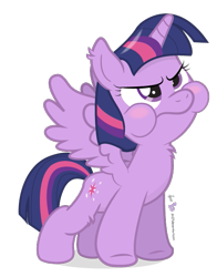 Size: 495x630 | Tagged: safe, artist:dm29, character:twilight sparkle, character:twilight sparkle (alicorn), species:alicorn, species:pony, aweeg*, blushing, chest fluff, cute, ear fluff, female, fluffy, frown, fuzznums, glare, huffy, julian yeo is trying to murder us, mare, puffy cheeks, simple background, solo, spread wings, style emulation, transparent background, vector, weapons-grade cute, wings