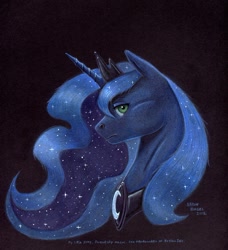 Size: 813x891 | Tagged: safe, artist:baron engel, character:princess luna, bust, female, portrait, profile, solo, traditional art