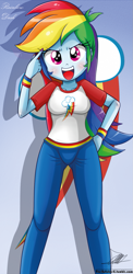 Size: 645x1321 | Tagged: safe, artist:the-butch-x, character:rainbow dash, my little pony:equestria girls, adorasexy, beautiful, beautiful x, blushing, clothing, cute, dashabetes, female, hand on hip, looking at you, open mouth, pajamas, pointing, sexy, smiling, smirk, solo