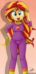 Size: 645x1321 | Tagged: safe, artist:the-butch-x, character:sunset shimmer, my little pony:equestria girls, beautiful, beautiful x, clothing, cute, female, hand on hip, open mouth, pajamas, peace sign, shimmerbetes, solo