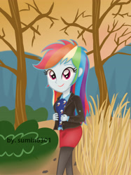 Size: 3200x4267 | Tagged: safe, artist:sumin6301, character:rainbow dash, my little pony:equestria girls, beautiful, clothing, cute, dashabetes, female, jacket, lipstick, pantyhose, skirt, solo