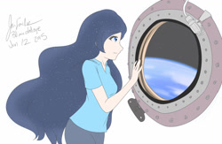 Size: 1280x832 | Tagged: safe, artist:jonfawkes, character:princess luna, species:human, 30 minute art challenge, astronaut, female, humanized, international space station, planet, solo, space, space station
