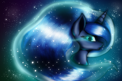 Size: 1920x1280 | Tagged: safe, artist:suirano, character:princess luna, species:alicorn, species:pony, bust, crying, female, night sky, portrait, solo, stars
