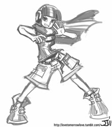 Size: 882x1000 | Tagged: safe, artist:johnjoseco, character:twilight sparkle, species:human, crossover, female, grayscale, humanized, monochrome, sakuraba neku, solo, the world ends with you