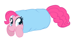 Size: 800x419 | Tagged: safe, artist:empyu, character:pinkie pie, blanket burrito, cute, diapinkes, female, solo