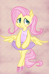 Size: 2106x3194 | Tagged: safe, artist:arcum42, artist:glacierclear, artist:glacierclear edits, edit, character:fluttershy, species:pony, alternate hairstyle, ballerina, bipedal, clothing, colored, female, ponytail, solo, tutu