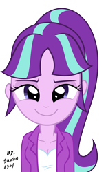 Size: 3547x5772 | Tagged: safe, artist:sumin6301, character:starlight glimmer, episode:the cutie map, g4, my little pony: friendship is magic, my little pony:equestria girls, cleavage, clothing, cute, equestria girls-ified, female, glimmerbetes, jacket, simple background, smug, smuglight glimmer, solo, transparent background, vector