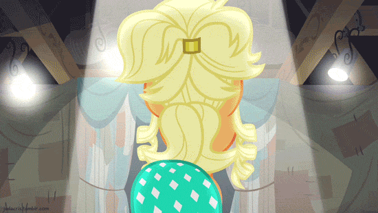 Size: 550x310 | Tagged: safe, artist:dm29, edit, screencap, character:applejack, episode:simple ways, episode:the cutie map, g4, my little pony: friendship is magic, animated, applebutt, applejewel, derp, female, i didn't listen, majestic as fuck, nightmare fuel, open mouth, smiling, solo, wide eyes