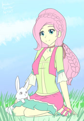 Size: 1280x1836 | Tagged: safe, artist:jonfawkes, character:fluttershy, species:rabbit, episode:friendship through the ages, g4, my little pony: equestria girls, 30 minute art challenge, clothing, folk fluttershy, humanized, skirt