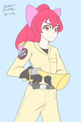 Size: 1280x1932 | Tagged: safe, artist:jonfawkes, character:apple bloom, species:human, episode:bloom and gloom, g4, my little pony: friendship is magic, 30 minute art challenge, female, ghostbusters, humanized, solo, twitbuster apple bloom, twittermite