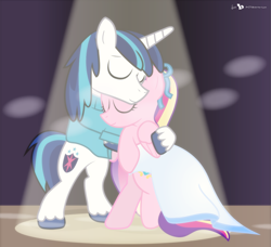 Size: 1500x1370 | Tagged: safe, artist:dm29, character:princess cadance, character:shining armor, ship:shiningcadance, clothing, dancing, embrace, female, male, shipping, straight, younger