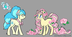 Size: 950x490 | Tagged: safe, artist:egophiliac, g3, birthmonth ponies, g3 to g4, generation leap, june blossom, june rose