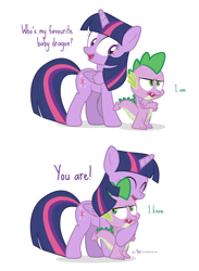 Size: 1050x1436 | Tagged: safe, artist:dm29, character:spike, character:twilight sparkle, character:twilight sparkle (alicorn), species:alicorn, species:pony, annoyed, comic, dialogue, duo, female, hug, mama twilight, mare, spike is not amused, spikelove