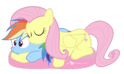 Size: 1160x700 | Tagged: safe, artist:dm29, character:fluttershy, character:rainbow dash, species:pegasus, species:pony, cuddling, duo, female, folded wings, friendshipping, mare, show accurate, simple background, transparent background, wings