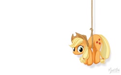 Size: 1680x1050 | Tagged: safe, artist:mysticalpha, character:applejack, clothing, female, hanging, hat, rope, solo, wallpaper