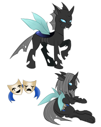 Size: 3000x3785 | Tagged: safe, artist:askbubblelee, oc, oc only, oc:imago, species:changeling, changeling oc, fangs, simple background, solo, transparent background, vector