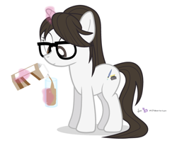 Size: 650x525 | Tagged: safe, artist:dm29, character:raven inkwell, alternate hairstyle, chocolate milk, cute, long mane, loose hair, magic, missing accessory, solo
