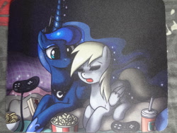 Size: 900x675 | Tagged: safe, artist:johnjoseco, character:derpy hooves, character:princess luna, species:pegasus, species:pony, gamer luna, female, mare, mousepad, photo