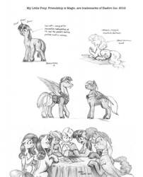 Size: 1034x1280 | Tagged: safe, artist:baron engel, character:fluttershy, character:pinkie pie, character:rainbow dash, character:rarity, character:twilight sparkle, oc, grayscale, monochrome, pencil drawing, traditional art