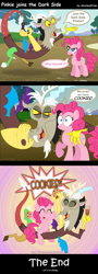 Size: 1280x3569 | Tagged: safe, artist:aleximusprime, character:discord, character:pinkie pie, chocolate milk, comic, comic sans, cookie, text, xk-class end-of-the-world scenario