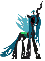 Size: 506x692 | Tagged: safe, artist:misse-the-cat, artist:selenaede, character:queen chrysalis, species:changeling, creepypasta, female, solo