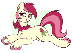 Size: 771x576 | Tagged: safe, artist:lulubell, character:roseluck, species:earth pony, species:pony, g4, flower, necklace, rose, solo