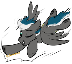 Size: 1670x1500 | Tagged: safe, artist:honeyhivee, oc, oc:thunder breeze, species:pegasus, species:pony, g4, flying, solo