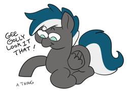 Size: 800x580 | Tagged: safe, artist:bananimation, oc, oc:thunder breeze, species:pegasus, species:pony, g4, laying on ground, solo