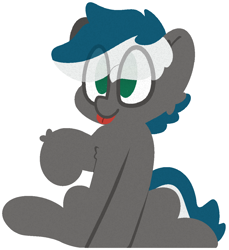 Size: 1098x1198 | Tagged: safe, artist:moonydusk, oc, oc:thunder breeze, species:pegasus, species:pony, g4, blep, sitting, solo, tongue out
