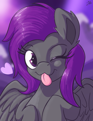 Size: 2550x3300 | Tagged: safe, artist:eisky, artist:frenchfreis, oc, oc:fritzy, species:pegasus, species:pony, g4, blep, blepping, cute, female, females only, looking at you, night, solo, tongue out, winking at you