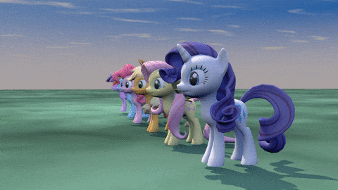 Size: 480x270 | Tagged: safe, artist:kp-shadowsquirrel, artist:pixeltripper, character:applejack, character:fluttershy, character:pinkie pie, character:rainbow dash, character:rarity, character:twilight sparkle, 3d, animated, cinema 4d, error, female, glitch, not salmon, seizure, wat, when the vitamin gummies kick in