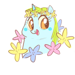 Size: 500x500 | Tagged: safe, artist:mt, character:whoa nelly, cute, fat, female, floral head wreath, flower, portrait, simple background, smiling, solo, white background, whoa nellybetes