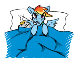 Size: 1024x768 | Tagged: safe, artist:avante92, character:rainbow dash, species:pegasus, species:pony, aftersex, appliance fetish, bed, blushing, cargo ship, cute, dashabetes, female, mare, shipping, smoking, toaster, toaster on pony action