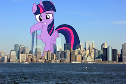Size: 1024x682 | Tagged: safe, artist:slb94, character:twilight sparkle, character:twilight sparkle (alicorn), species:alicorn, species:pony, female, giant pony, giantess, macro, manhattan, mare, mega twilight sparkle, new york, new york city, one world trade center, solo