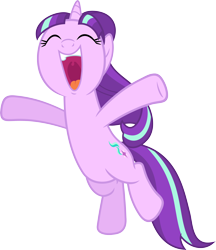 Size: 5180x6000 | Tagged: safe, artist:slb94, character:starlight glimmer, species:pony, species:unicorn, episode:the cutie re-mark, absurd resolution, cute, excited, eyes closed, female, glimmerbetes, happy, jumping, mare, open mouth, simple background, smiling, solo, transparent background, uvula, vector