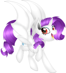 Size: 1024x1128 | Tagged: safe, artist:scarlet-spectrum, character:rarity, species:alicorn, species:bat pony, species:pony, alicornified, bat pony alicorn, female, mare, race swap, raribat, raricorn, simple background, solo, spread wings, transparent background, watermark, wings