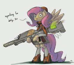 Size: 2550x2250 | Tagged: safe, artist:docwario, character:fluttershy, gun, high res