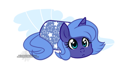 Size: 1815x989 | Tagged: safe, artist:xwhitedreamsx, character:princess luna, blanket, blanket burrito, cute, female, filly, food, lunabetes, solo, sushi, sushi pony, weapons-grade cute, woona